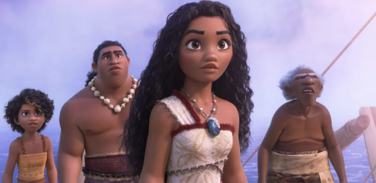 Loto (left), Moni, Moana and Kele in “Moana 2” in search of the lost island of Motufetu.